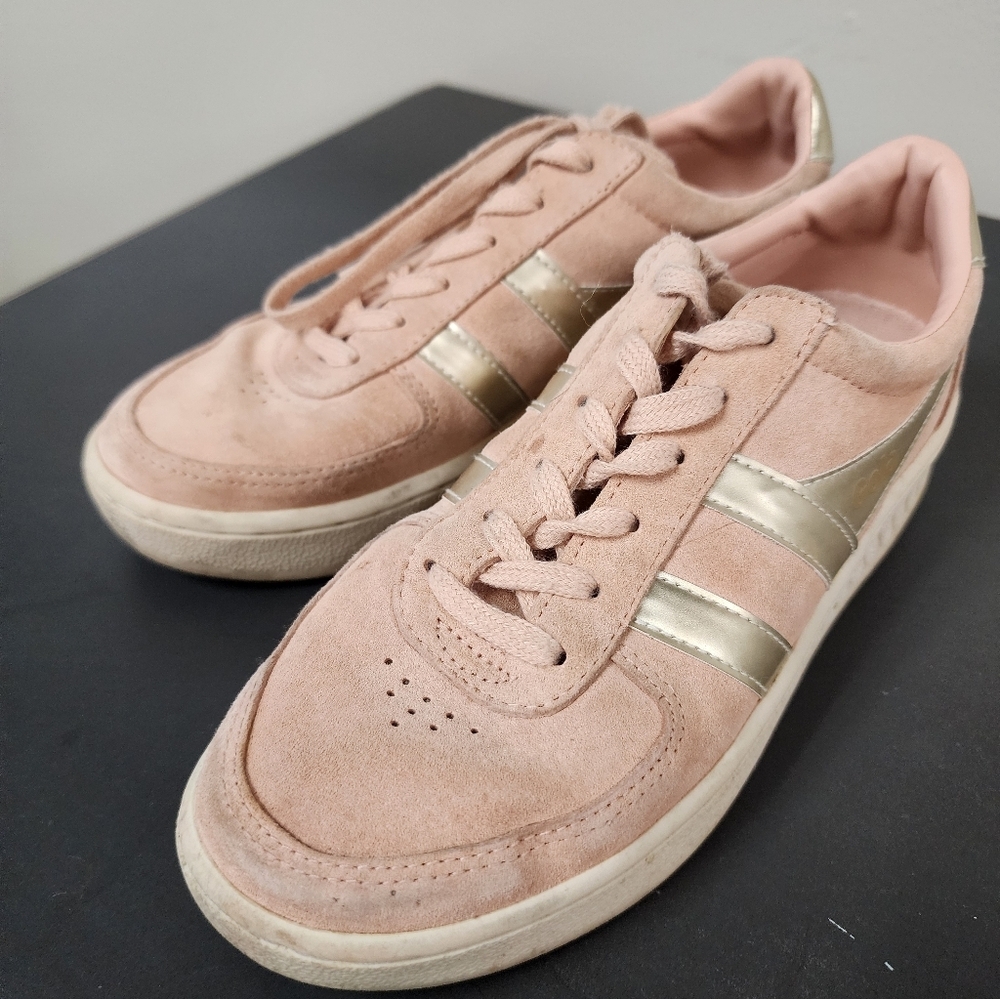 Gola Grandslam Pearl Pink Suede Sneakers Gold Stripe Size 7 - Picture 10 of 10
